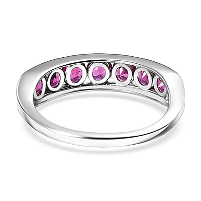D'Joy Radiant Ember Garnet 1.60 ctw 7 Stone Ring in Rhodium Over Sterling Silver (Size 7.0)