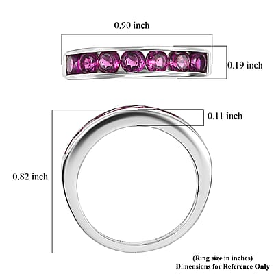 D'Joy Radiant Ember Garnet 1.60 ctw 7 Stone Ring in Rhodium Over Sterling Silver (Size 8.0)