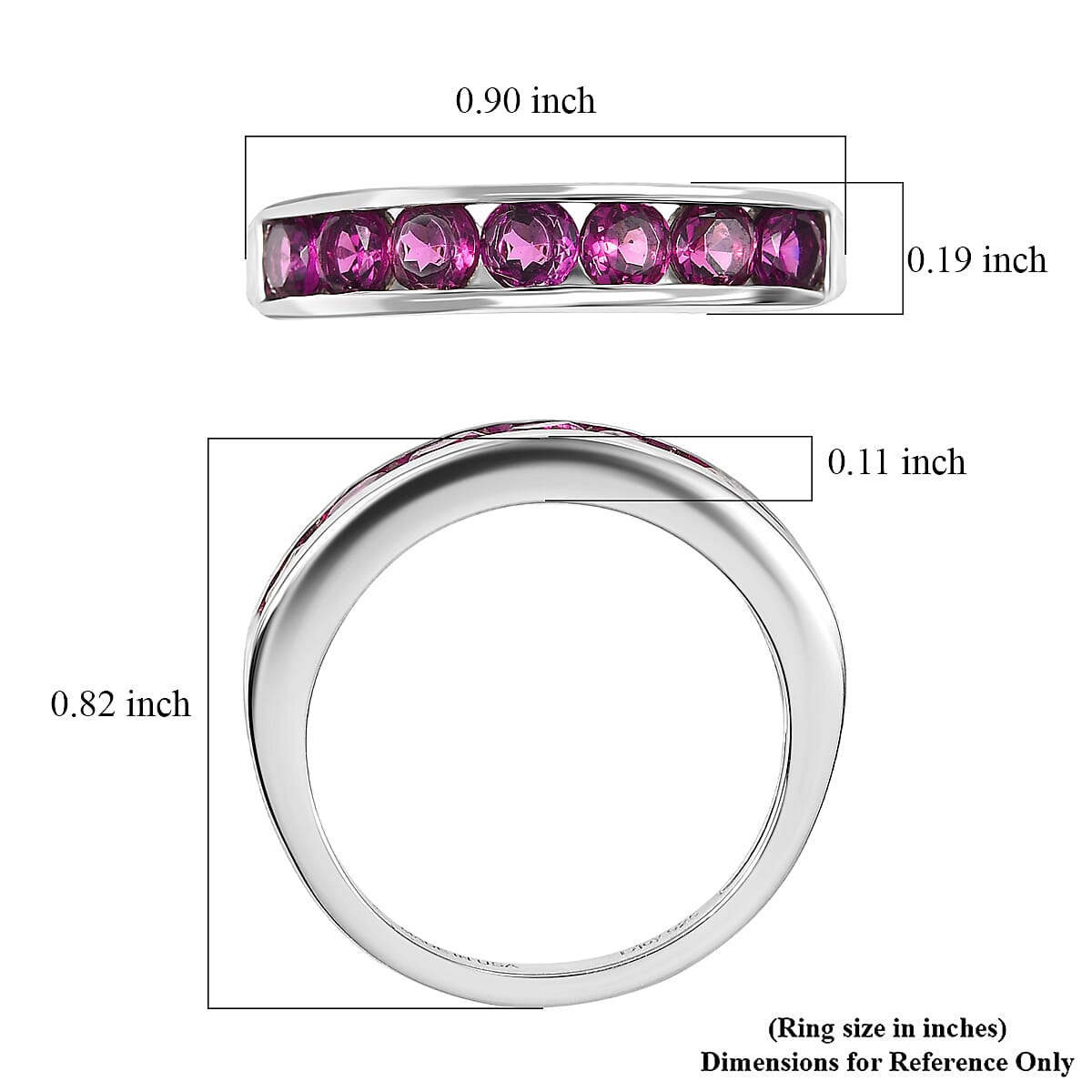 D'Joy Radiant Ember Garnet 7 Stone Ring in Rhodium Over Sterling Silver (Size 10.0) 1.59 ctw image number 5