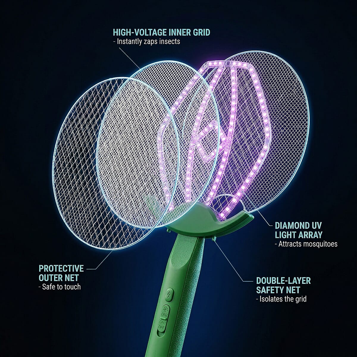 Livmore 3 in 1 Electric Mosquito Swatter - Green image number 6