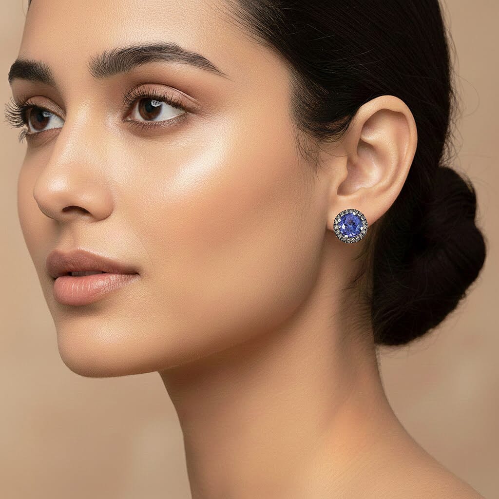 NY Closeout Tanzanite and Diamond F VS 1.60 ctw Earrings in 14K White Gold 