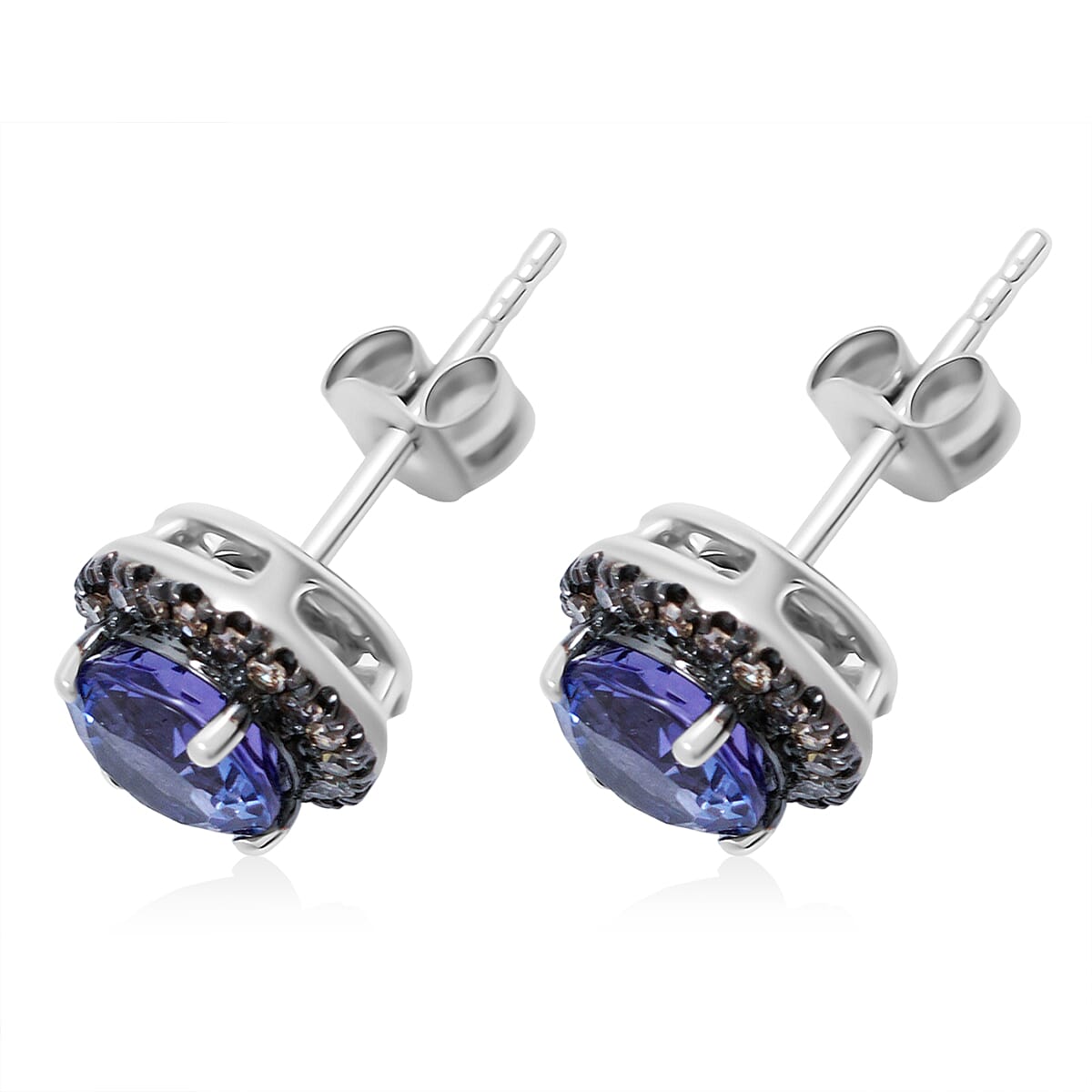 NY Closeout Tanzanite and Diamond F VS 1.60 ctw Earrings in 14K White Gold 