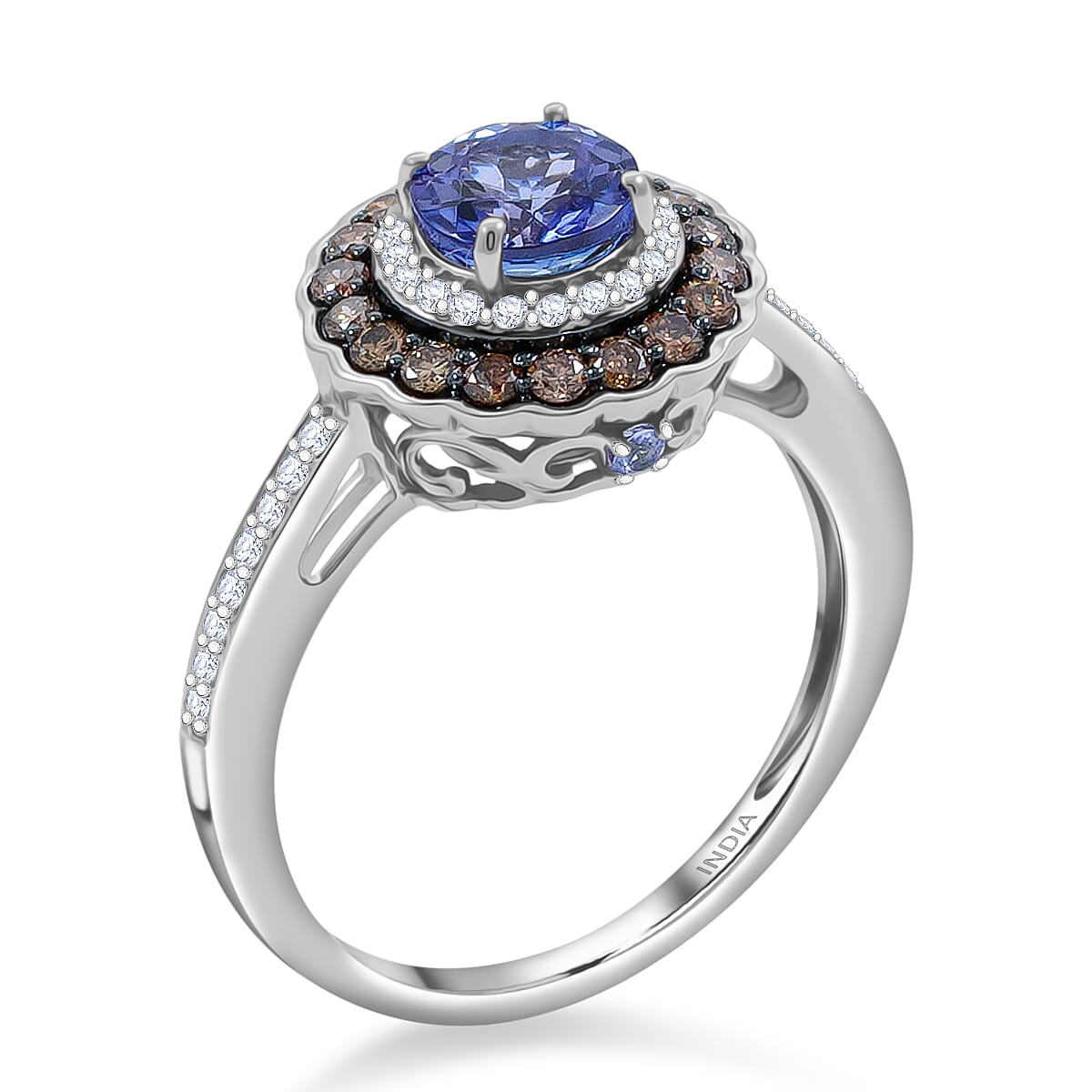 NY Closeout Tanzanite and F VS Diamond 1.37 ctw Ring in 14K White Gold (Size 7.0) 