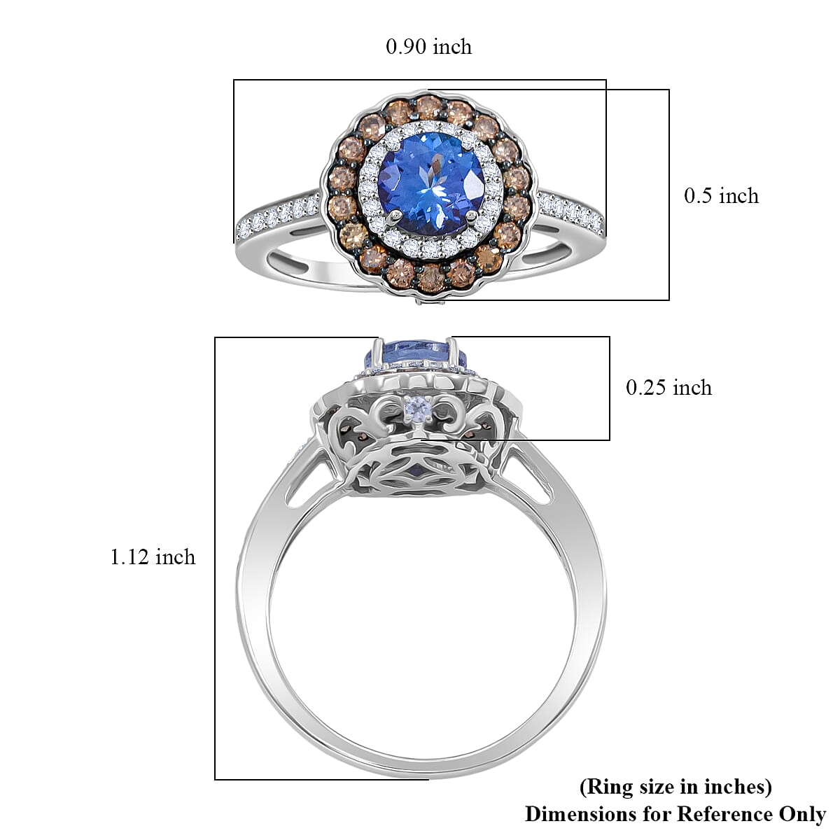 NY Closeout Tanzanite and F VS Diamond 1.37 ctw Ring in 14K White Gold (Size 7.0) 