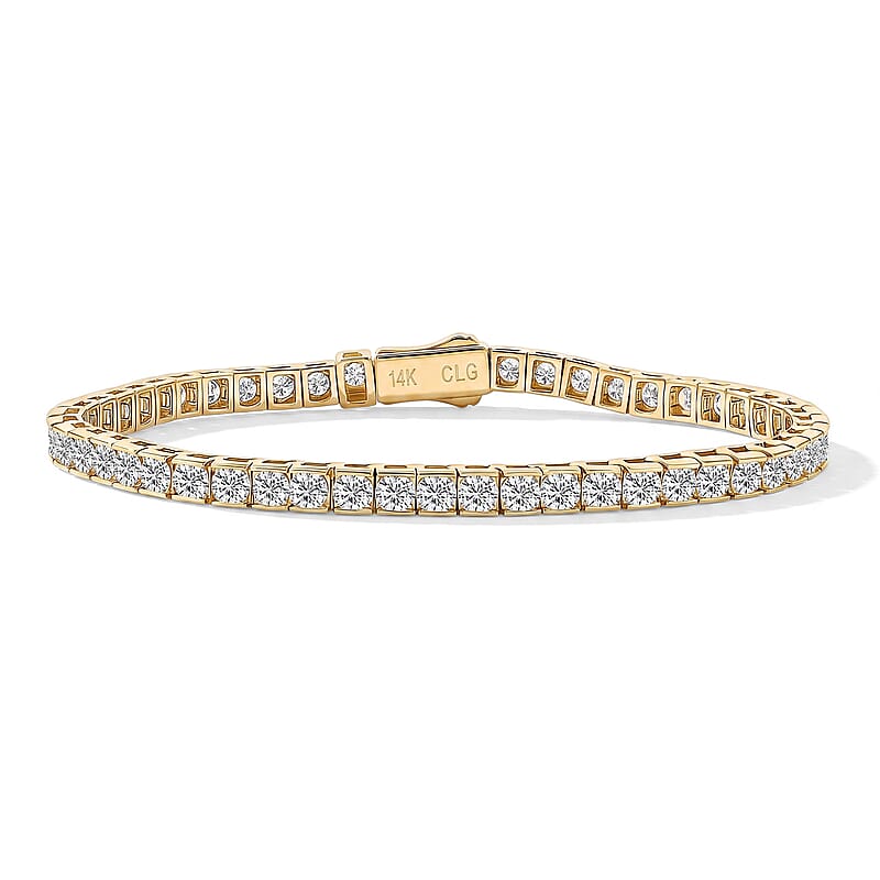 Luxuriant Lab Grown Diamond F VVS2 8.00 ctw Bracelet in 14K Yellow Gold (7.25 In) 12.35 Grams