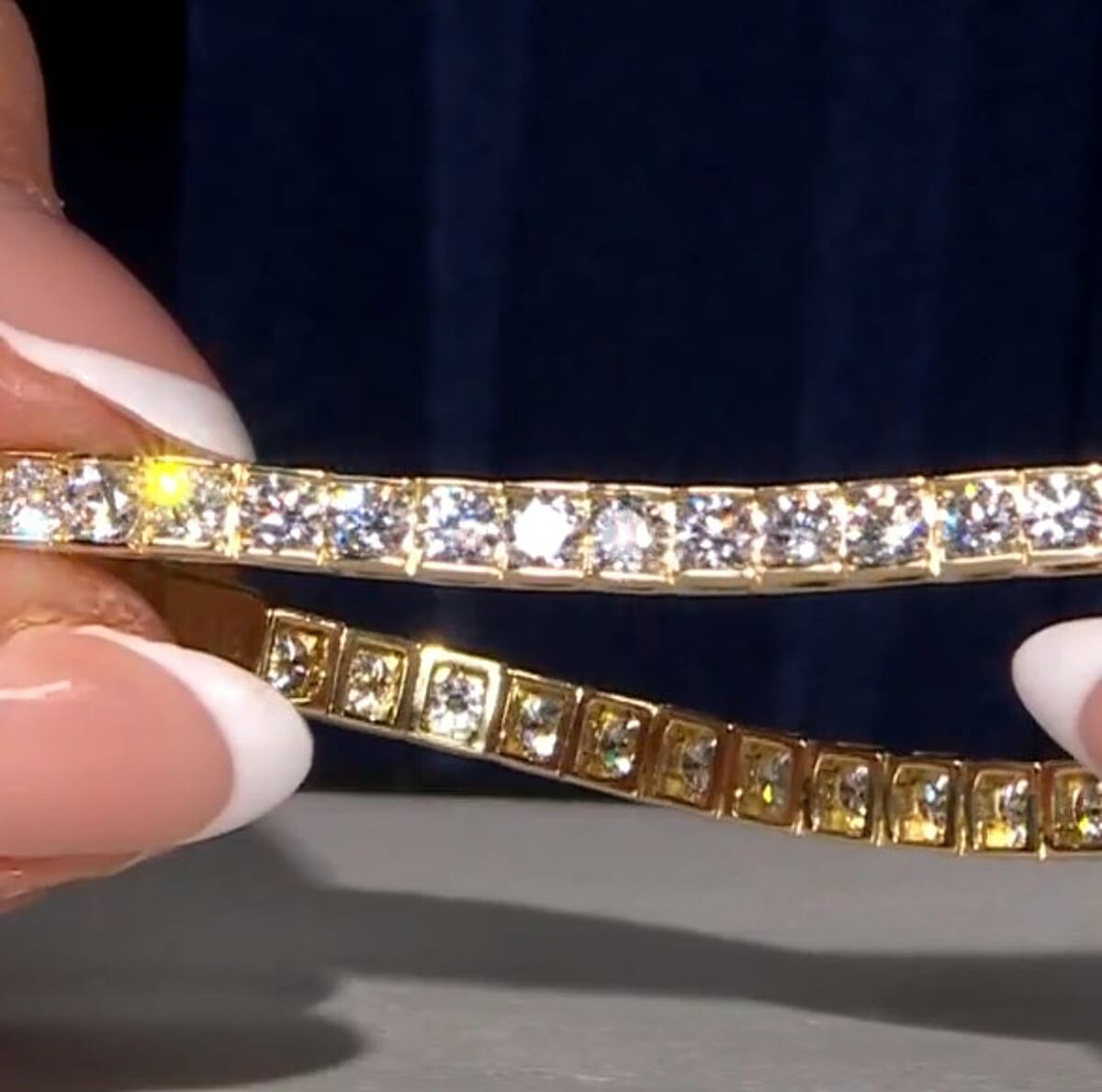 Doorbuster Luxuriant Lab Grown Diamond F VVS2 8.00 ctw Bracelet in 14K Yellow Gold (7.25 In) 12.35 Grams image number 1