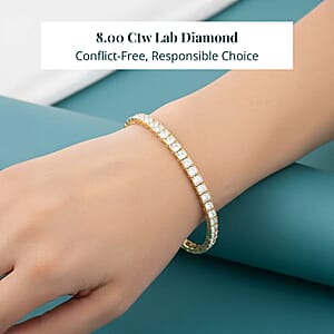 Doorbuster Luxuriant Lab Grown Diamond F VVS2 8.00 ctw Bracelet in 14K Yellow Gold (7.25 In) 12.35 Grams