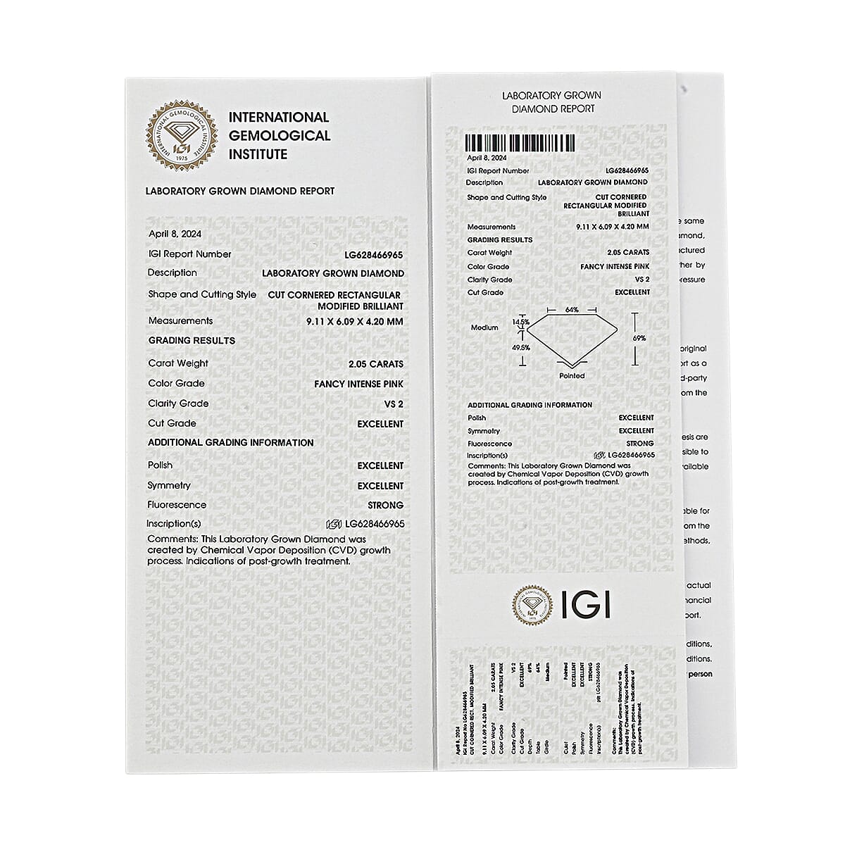 IGI Certified Luxuriant Lab Grown Pink Diamond (Radiant Mix Brilliant Cut) (VVS2) 2.00 ctw image number 6