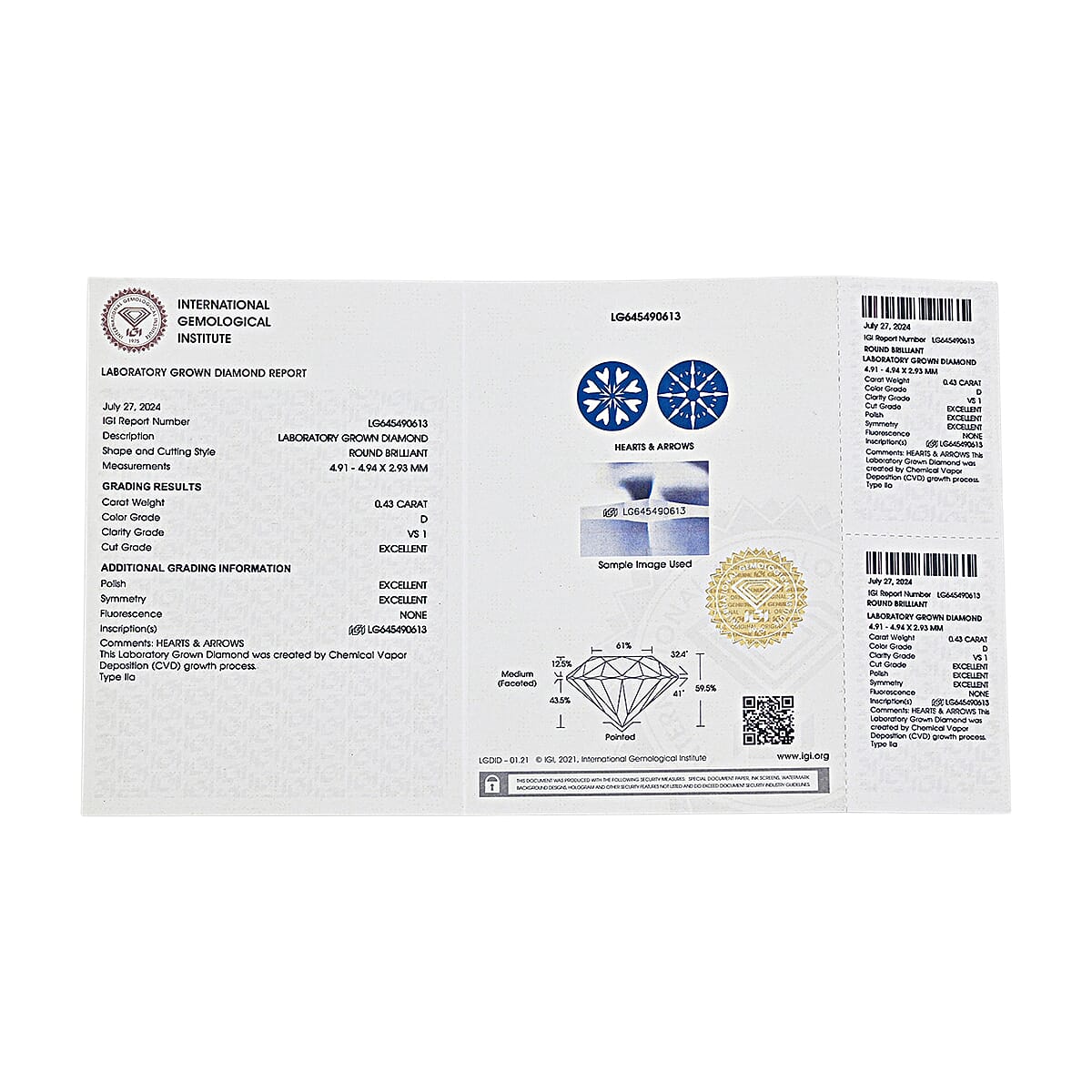 IGI Certified Luxuriant Lab Grown Diamond (Round) (D VVS2) 0.40 ctw image number 6