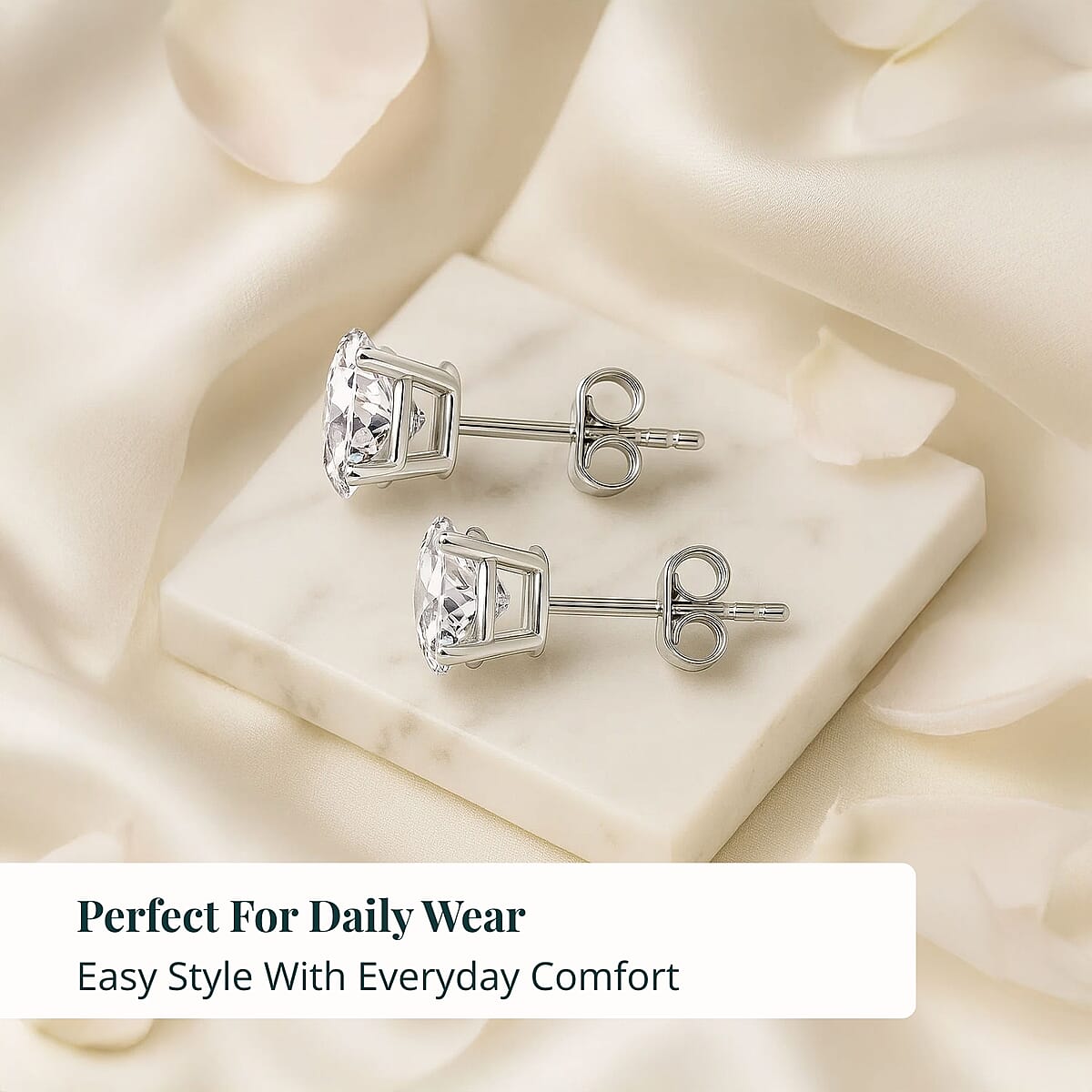 Doorbuster Luxuriant Lab Grown Diamond VS 2.00 ctw Stud Earrings in 14K White Gold image number 6