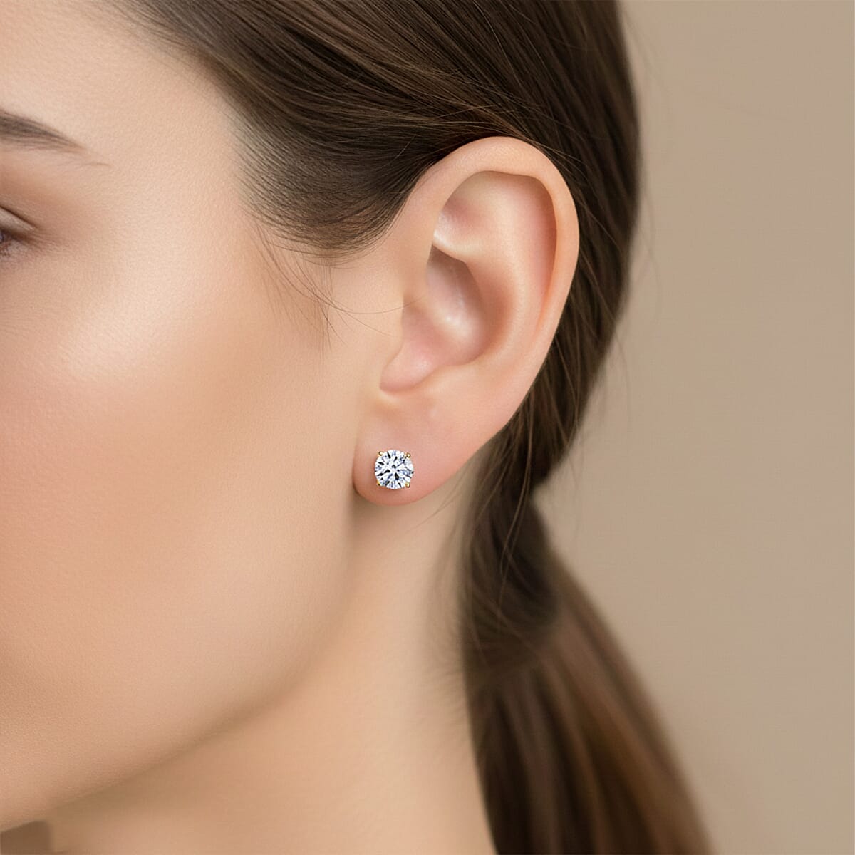 Doorbuster 14K Yellow Gold Luxuriant Lab Grown Diamond (F VS2) Earrings 4.00 ctw image number 2