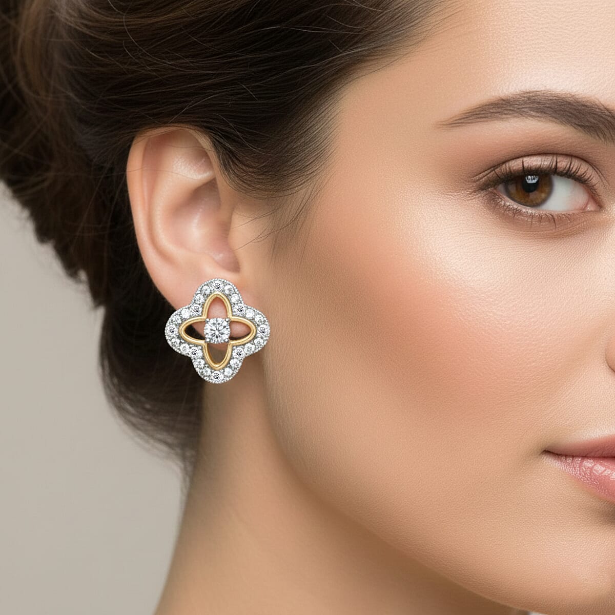 Doorbuster Luxuriant Lab Grown Diamond VS-SI 0.75 ctw Earrings in 14K Yellow Gold Over and Sterling Silver image number 2