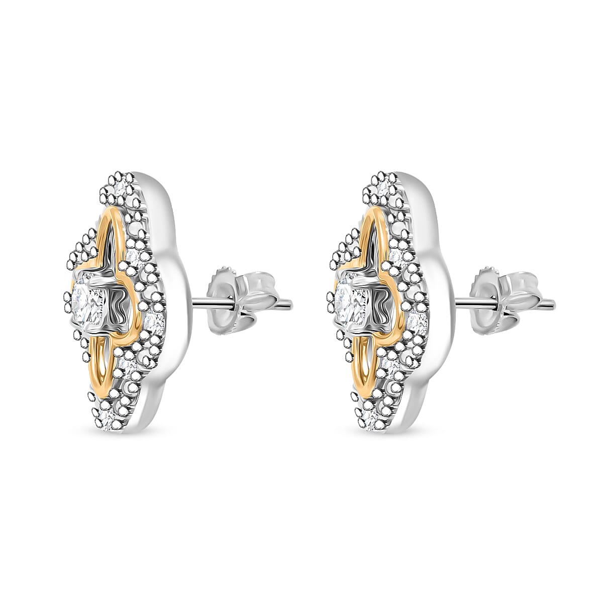Doorbuster Luxuriant Lab Grown Diamond VS-SI 0.75 ctw Earrings in 14K Yellow Gold Over and Sterling Silver image number 3
