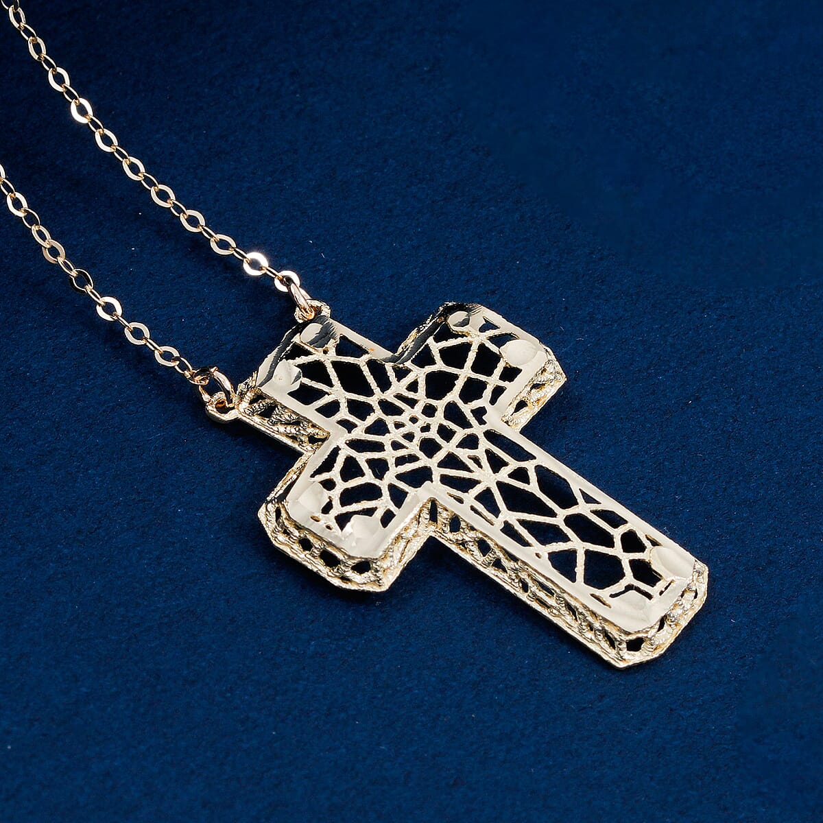 Cross Necklace in 10K Yellow Gold 1.4 Grams 16 Inches  image number 1