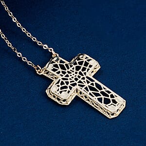 10K Yellow Gold Cross Necklace (16 Inches) (1.4 Grams)