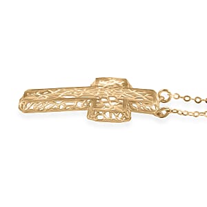 10K Yellow Gold Cross Necklace (16 Inches) (1.4 Grams)