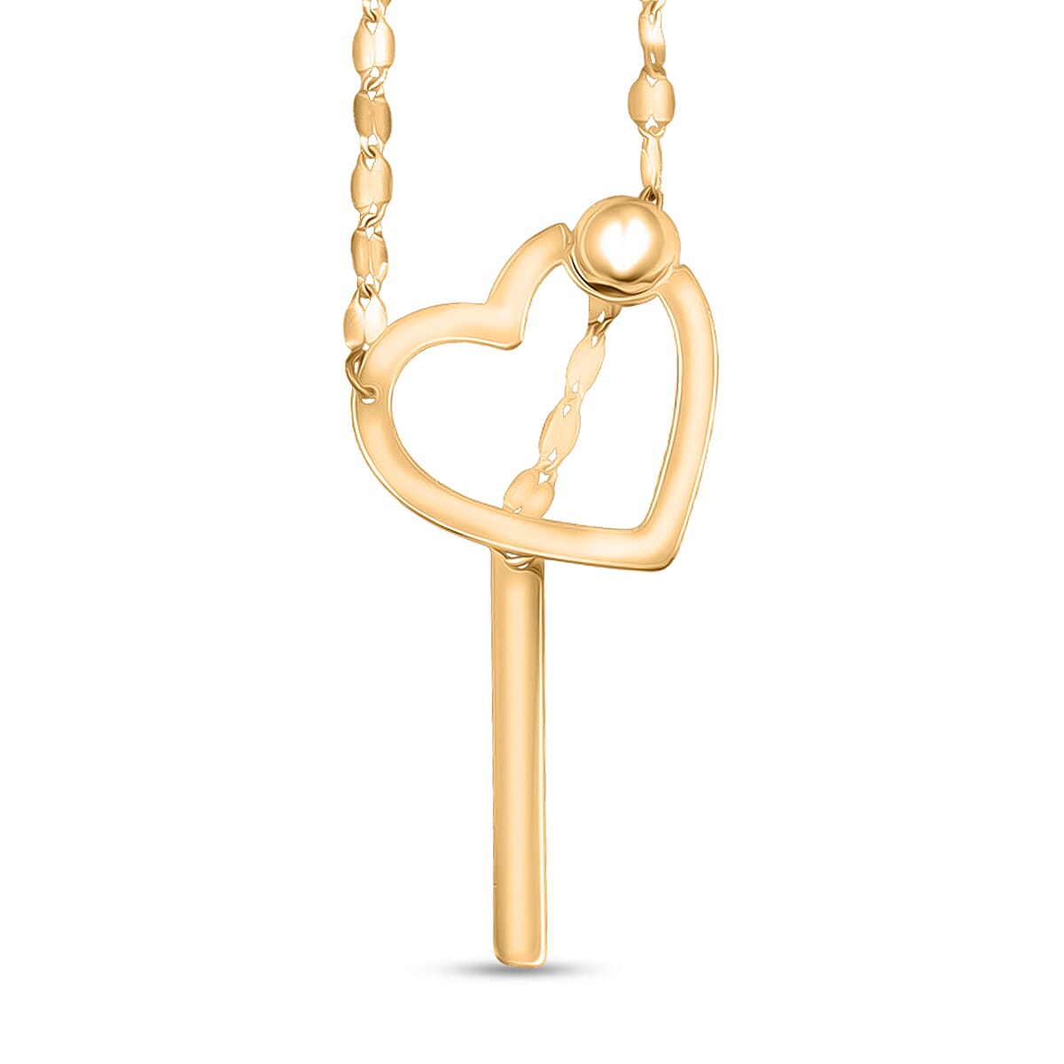 Italian 10K Yellow Gold Slider Heart Necklace 28 Inches 1.2 Grams image number 0