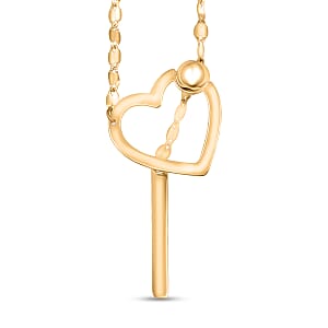 Italian 10K Yellow Gold Slider Heart Necklace 28 Inches 1.2 Grams