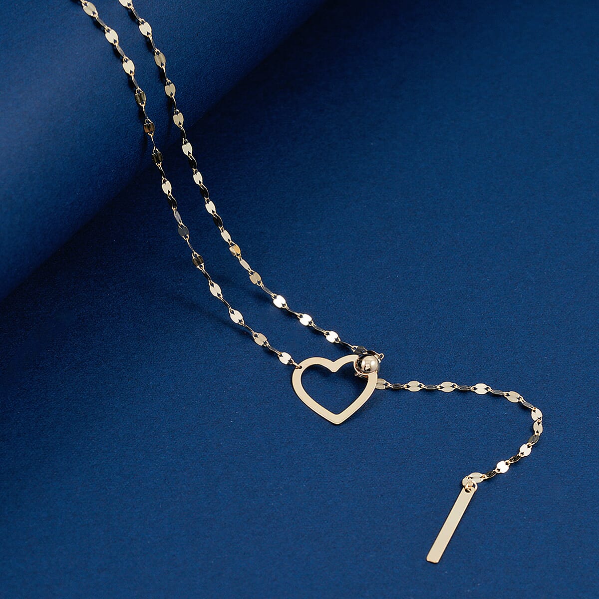 Italian 10K Yellow Gold Slider Heart Necklace 28 Inches 1.2 Grams image number 1