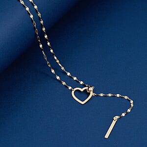 Italian 10K Yellow Gold Slider Heart Necklace 28 Inches 1.2 Grams