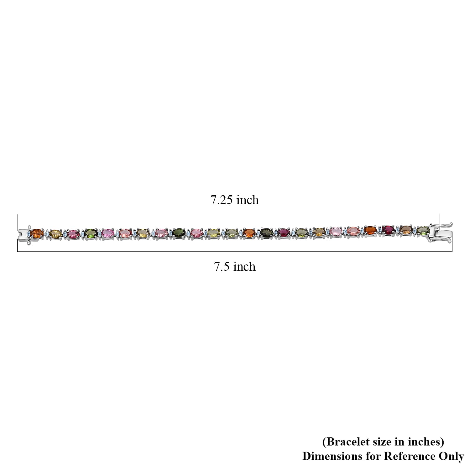 D'Joy Premium Multi-Tourmaline and Moissanite 10.50 ctw Garden of Lights Bracelet in Rhodium Over Sterling Silver (6.50 In)