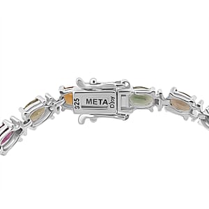 D'Joy Premium Multi-Tourmaline and Moissanite 11.40 ctw Garden of Lights Bracelet in Rhodium Over Sterling Silver (8.00 In)