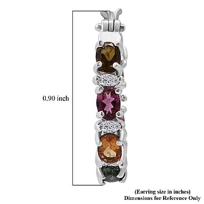 D'Joy Premium Multi Tourmaline and Moissanite 2.90 ctw Garden of Lights Earrings in Rhodium Over Sterling Silver