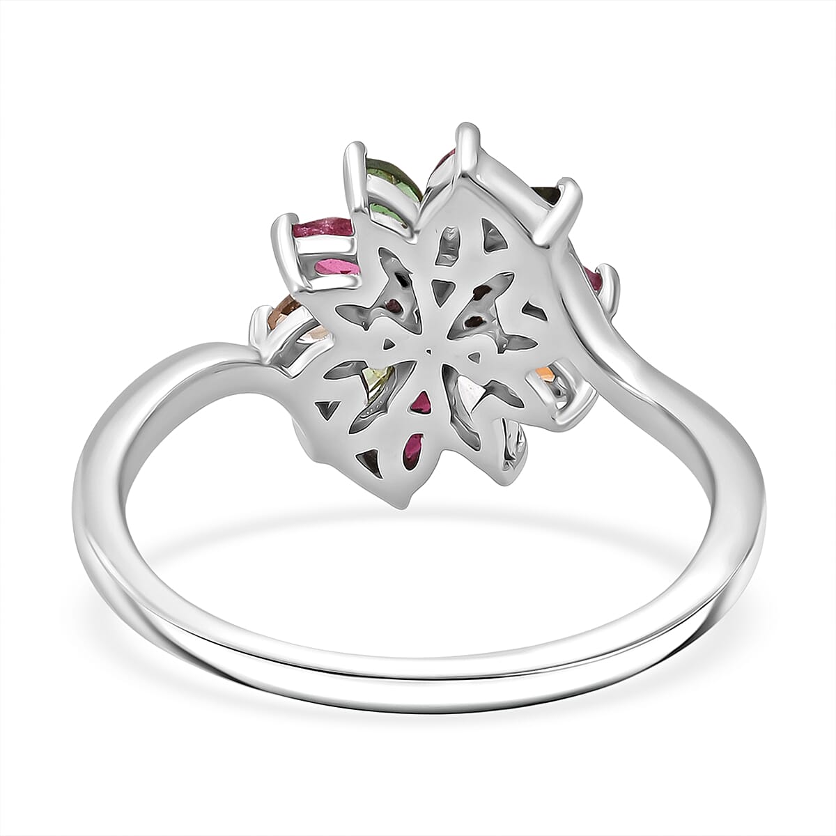 D'Joy Multi-Tourmaline Ring in Rhodium Over Sterling Silver 0.90 ctw (Size 10.0) image number 4