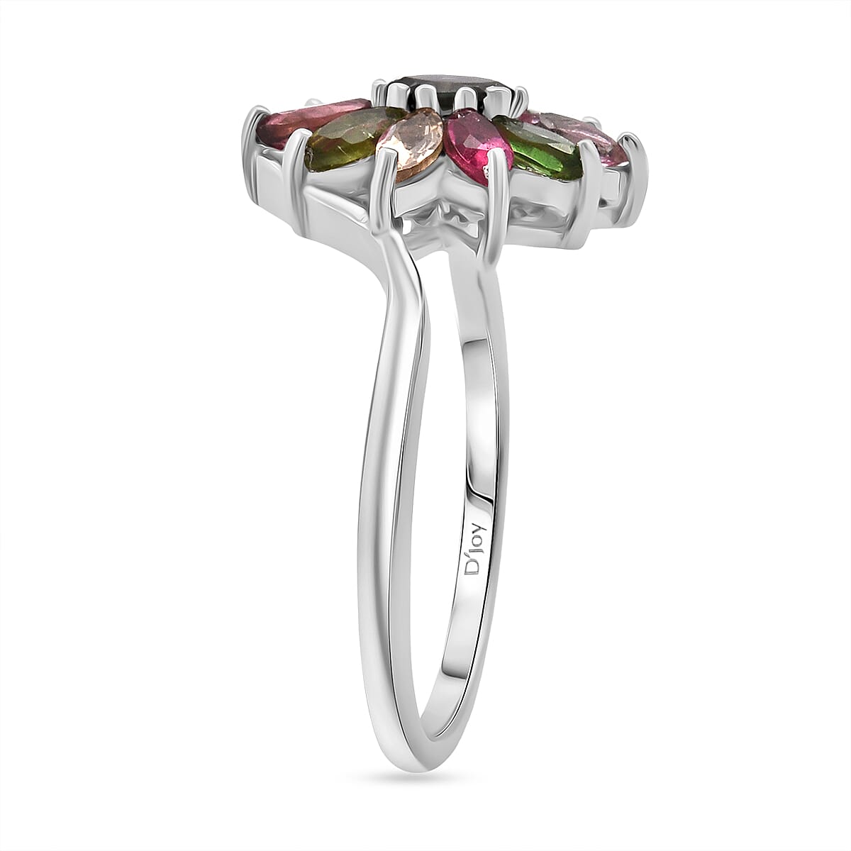 D'Joy Multi-Tourmaline Ring in Rhodium Over Sterling Silver 0.90 ctw (Size 8.0) image number 3