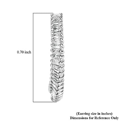 Luxuriant Lab Grown Diamond G-H SI 0.50 ctw Matrix Curve Hoop Earrings in Rhodium Over Sterling Silver