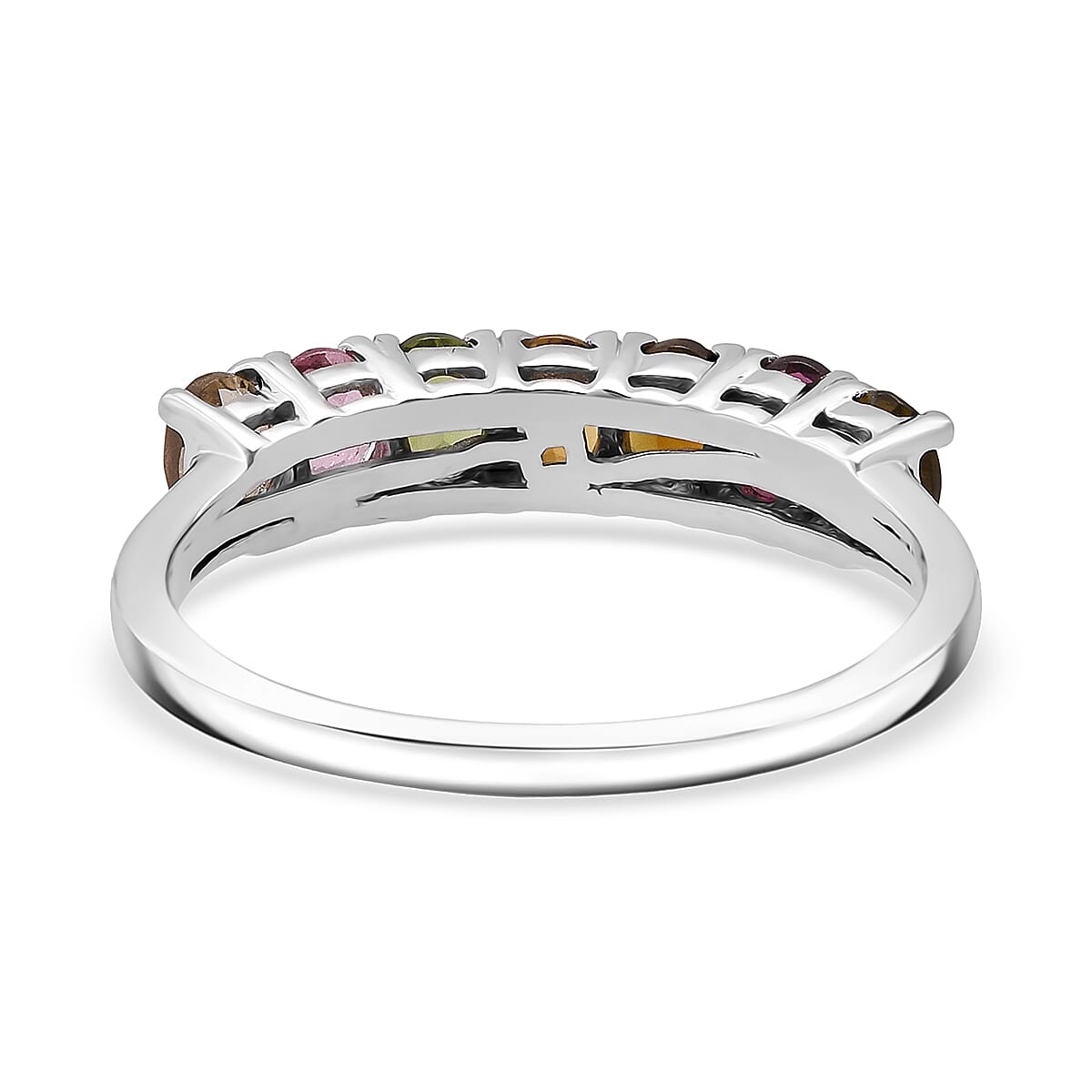 D'Joy Premium Multi-Tourmaline 1.20 ctw Blossom Kiss Band Ring in Rhodium Over Sterling Silver (Size 8.0) image number 4