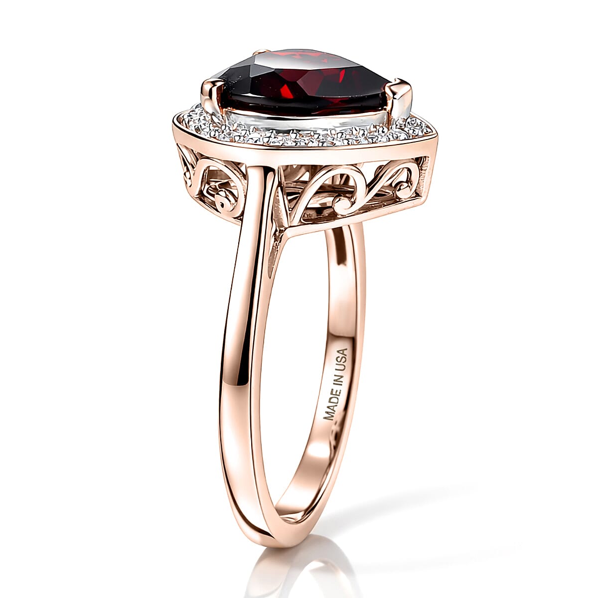 D'Joy Mozambique Garnet and Moissanite 3.90 ctw Ring in 18K Vermeil Rose Gold Over Sterling Silver (Size 10.0) image number 3