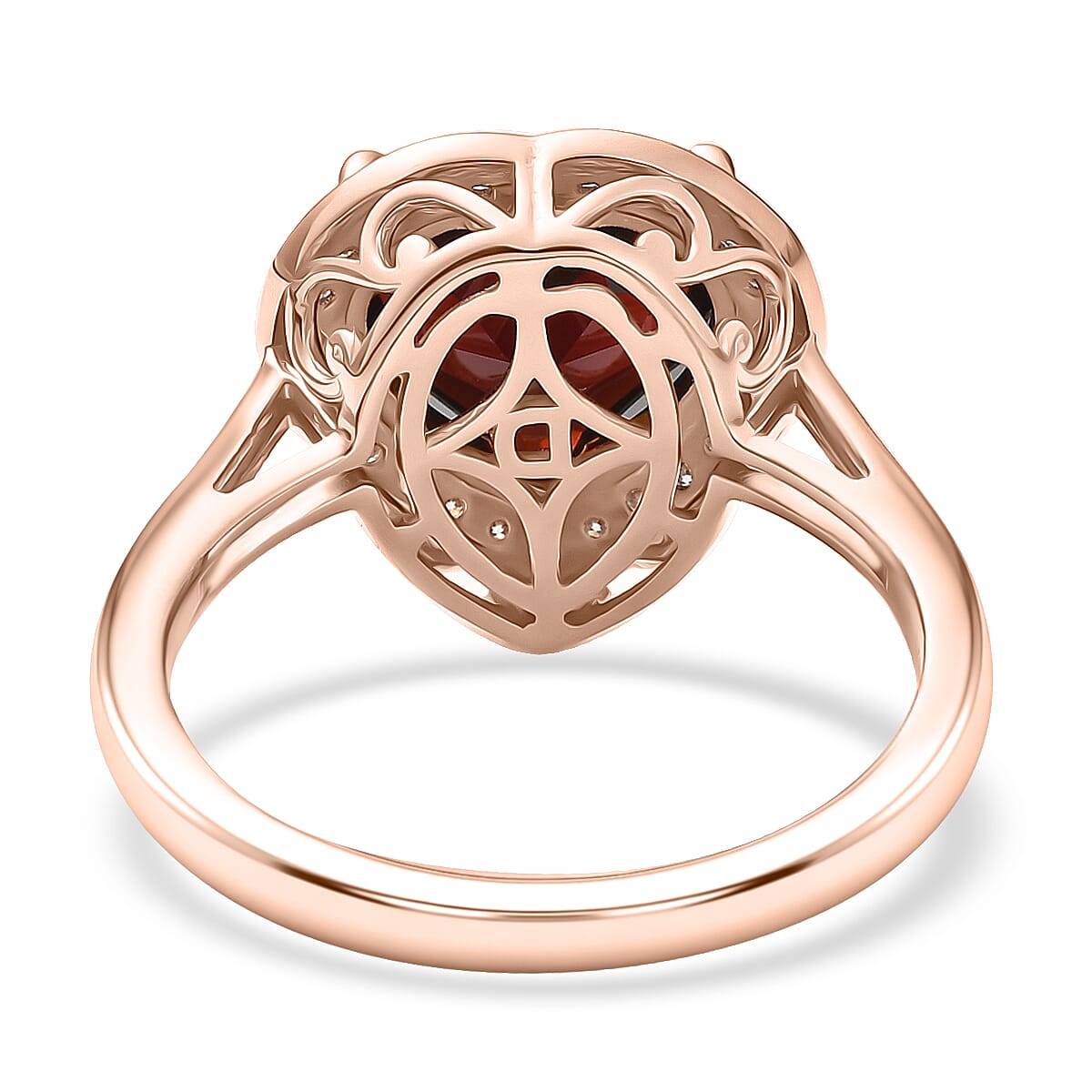 D'Joy Mozambique Garnet and Moissanite 3.90 ctw Ring in 18K Vermeil Rose Gold Over Sterling Silver (Size 10.0) image number 4
