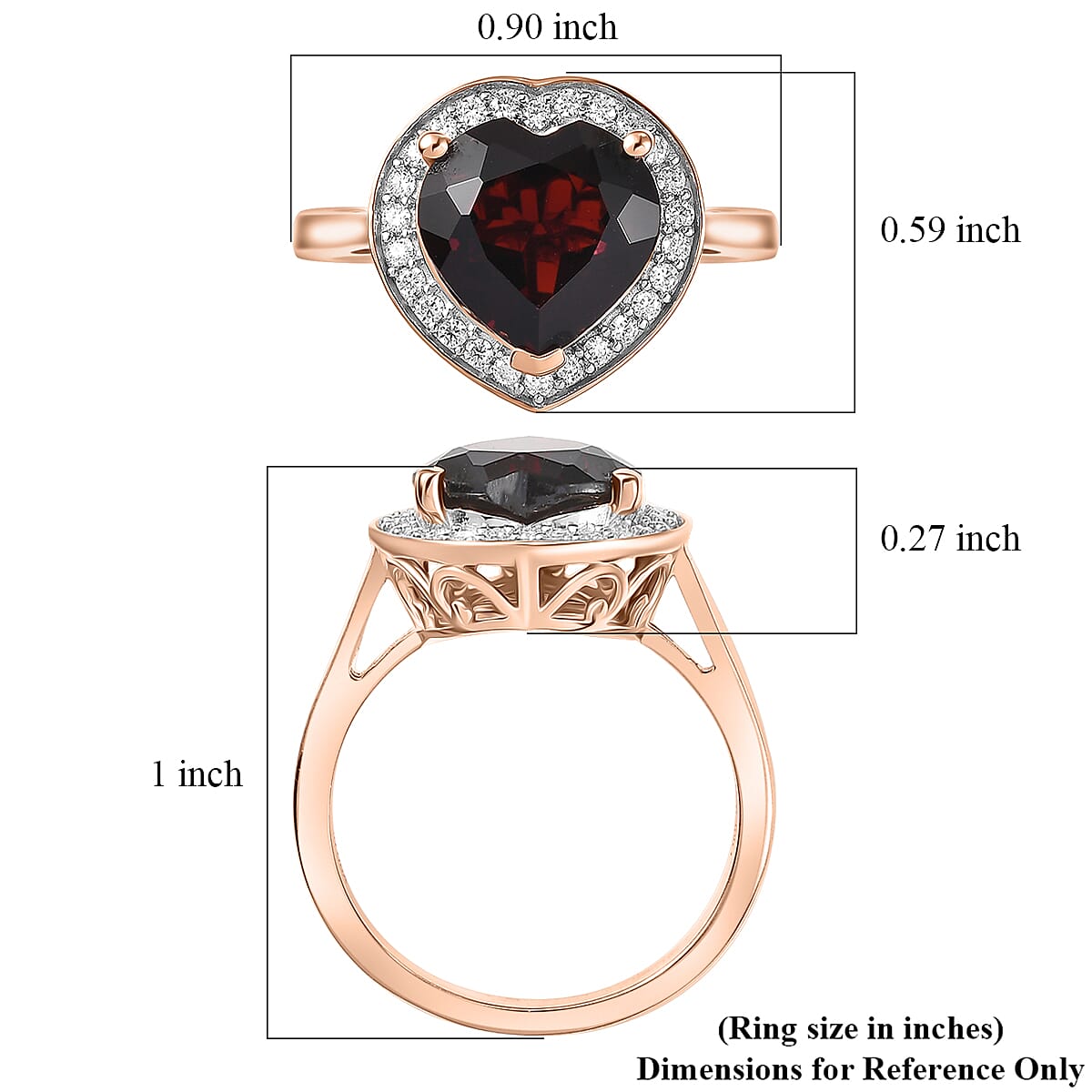 D'Joy Mozambique Garnet and Moissanite 3.90 ctw Ring in 18K Vermeil Rose Gold Over Sterling Silver (Size 10.0) image number 5