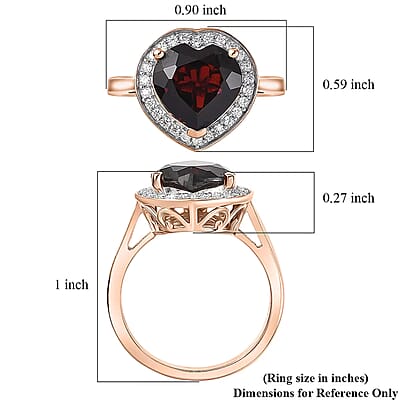 D'Joy Mozambique Garnet and Moissanite 3.90 ctw Heartfire Glow Ring in 18K Vermeil Rose Gold Over Sterling Silver (Size 10.0)