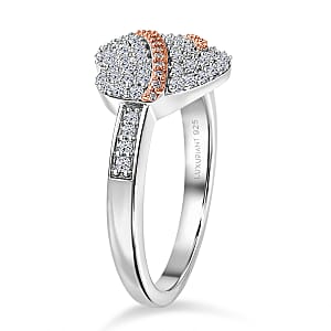 Luxuriant Lab Grown Diamond G-H SI 0.50 ctw Love Ribbon Matrix Ring in 18K Vermeil RG and Rhodium Over Sterling Silver (Size 10.0)