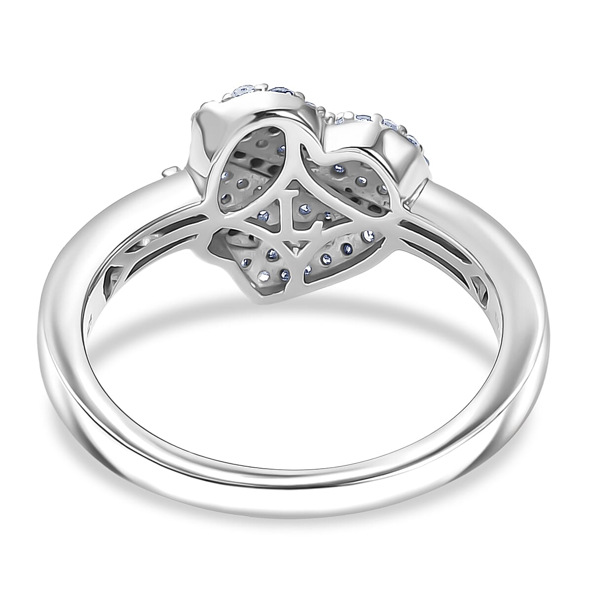 Luxuriant Lab Grown Diamond G-H SI 0.50 ctw Love Ribbon Matrix Ring in 18K Vermeil RG and Rhodium Over Sterling Silver (Size 10.0) image number 4