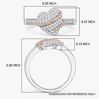 Luxuriant Lab Grown Diamond G-H SI 0.50 ctw Love Ribbon Matrix Ring in 18K Vermeil RG and Rhodium Over Sterling Silver (Size 8.0)