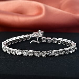 Luxuriant Lab Grown Diamond G-H SI 3.10 ctw Matrix Block Bracelet in Rhodium Over Sterling Silver (7.25 In)