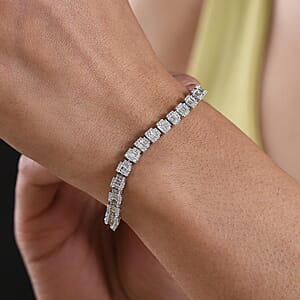 Luxuriant Lab Grown Diamond G-H SI 3.10 ctw Matrix Block Bracelet in Rhodium Over Sterling Silver (7.25 In)