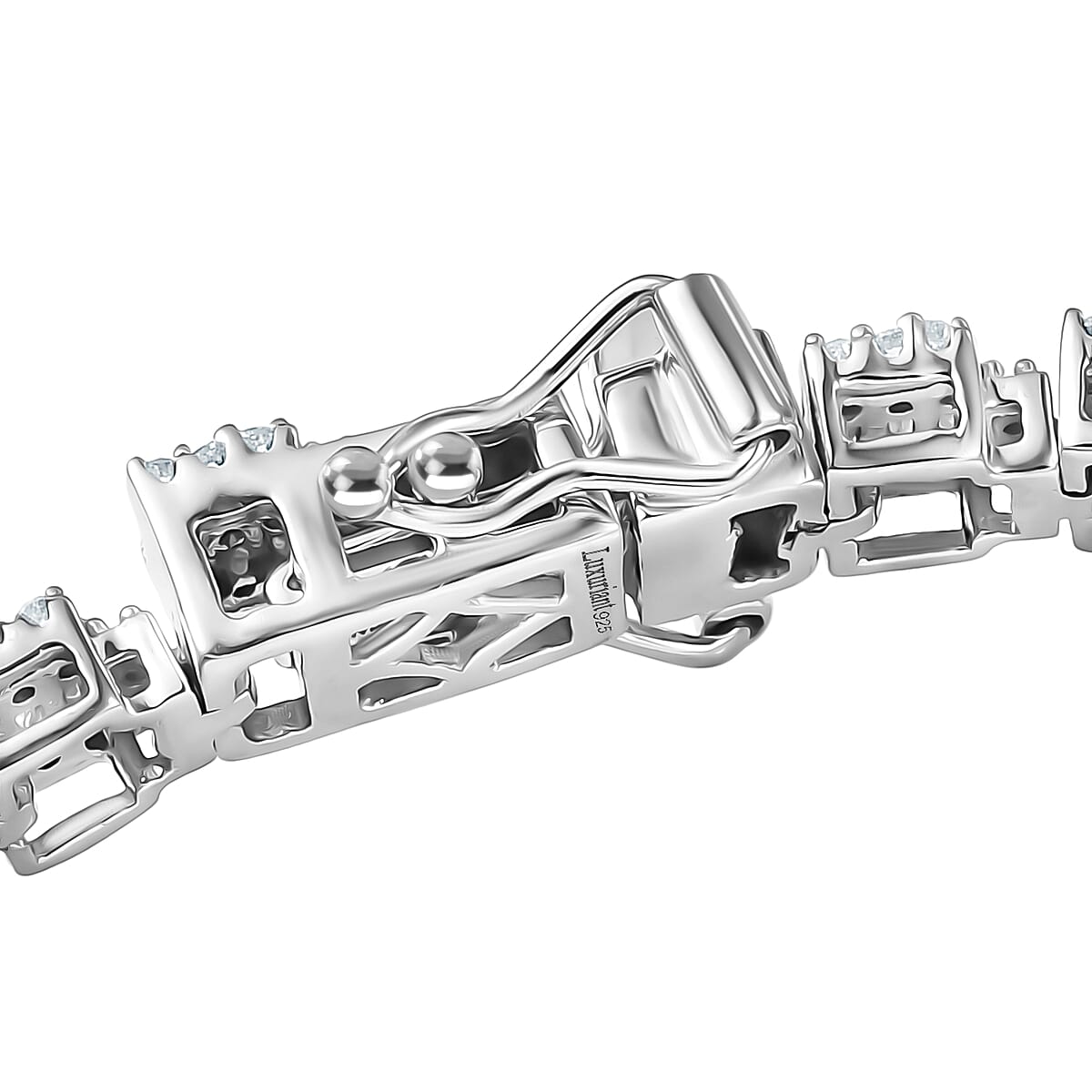 Luxuriant Lab Grown Diamond G-H SI 3.10 ctw Matrix Block Bracelet in Rhodium Over Sterling Silver (7.25 In) image number 3