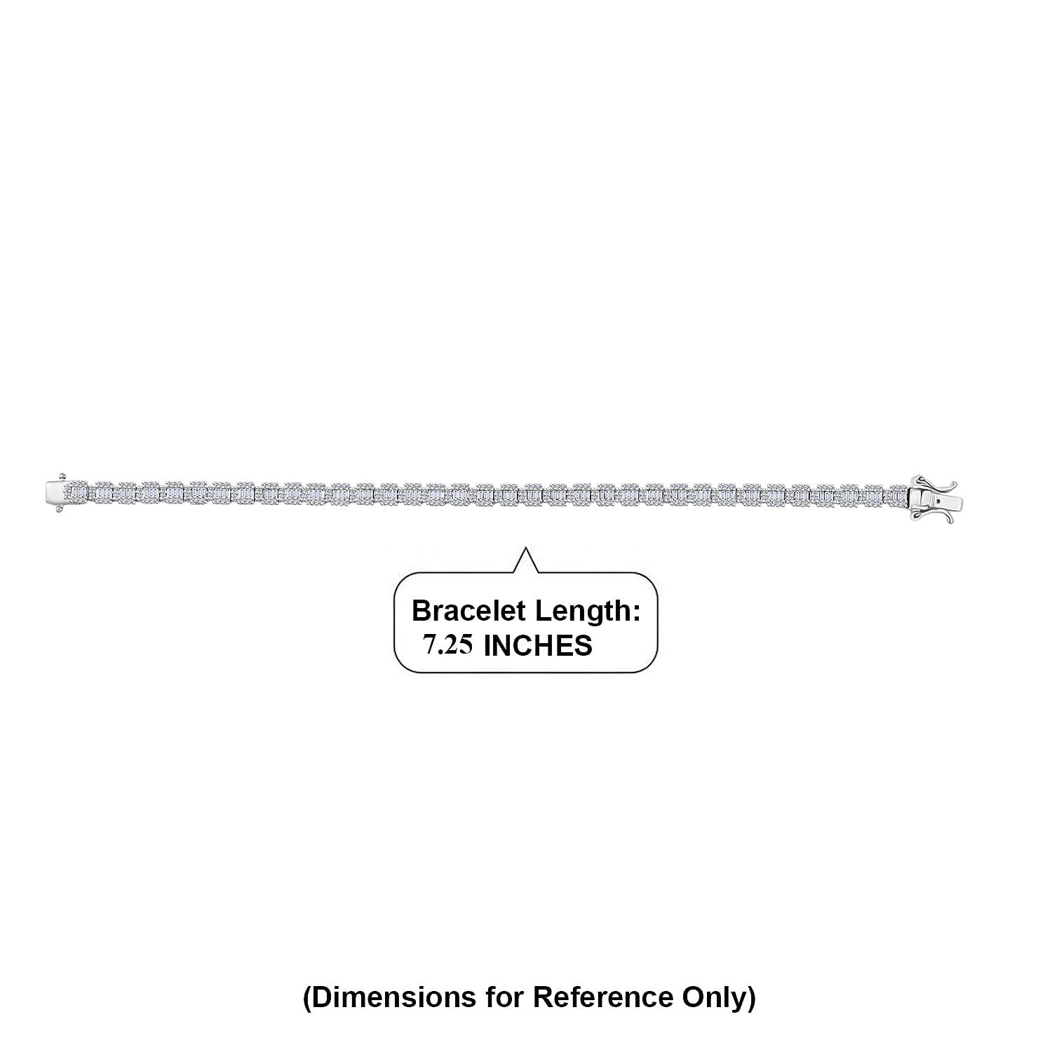 Luxuriant Lab Grown Diamond G-H SI 3.10 ctw Matrix Block Bracelet in Rhodium Over Sterling Silver (7.25 In)