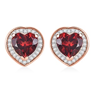 D'Joy Mozambique Garnet and Moissanite 3.00 ctw Earrings in 18K Vermeil Rose Gold Over Sterling Silver
