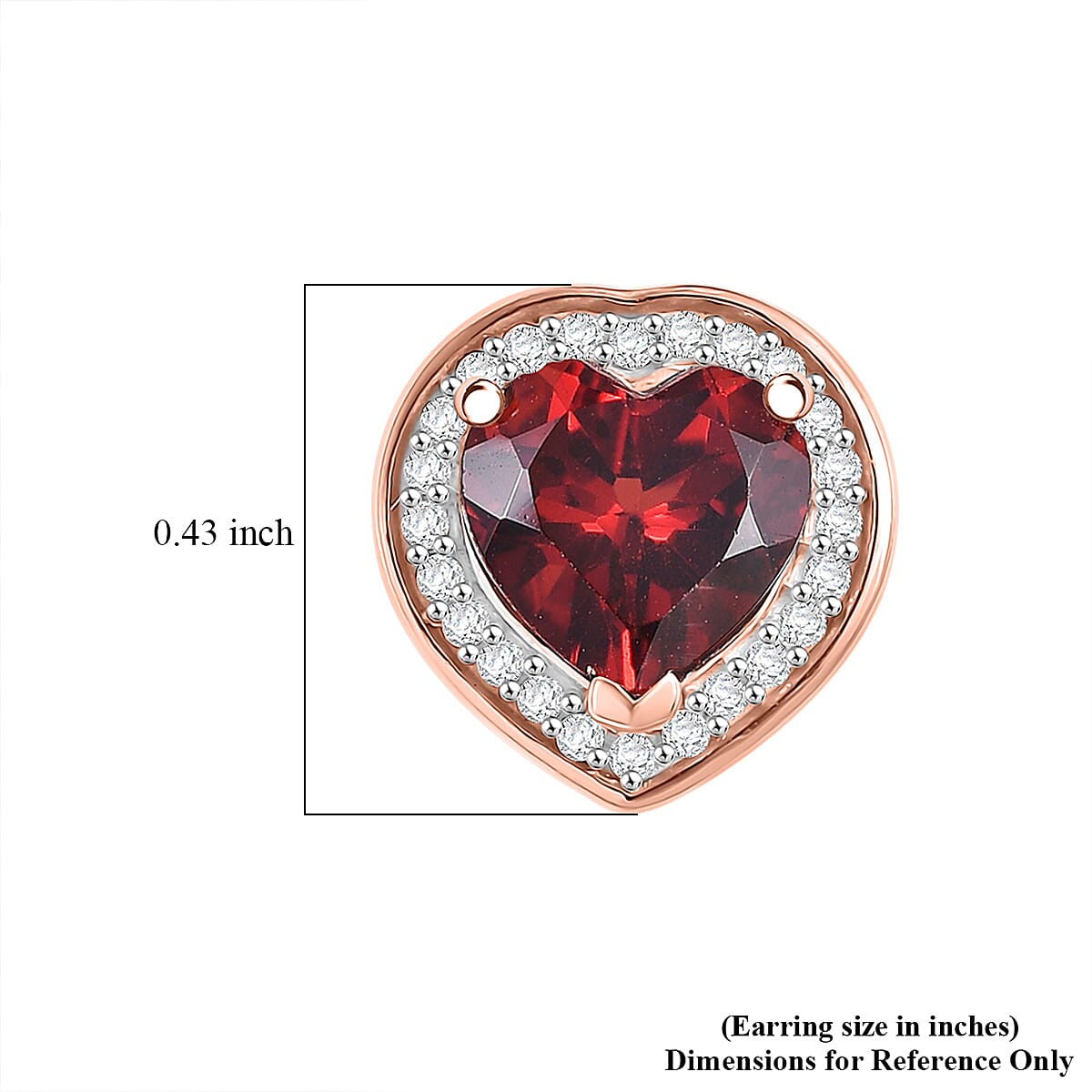 D'Joy Mozambique Garnet and Moissanite 3.00 ctw Heartfire Glow Earrings in 18K Vermeil Rose Gold Over Sterling Silver image number 5