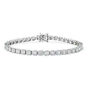 Luxuriant Lab Grown Diamond G-H SI 3.00 ctw Bracelet in Rhodium Over Sterling Silver (8.00 In)