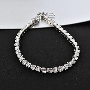 Luxuriant Lab Grown Diamond G-H SI 3.00 ctw Bracelet in Rhodium Over Sterling Silver (8.00 In)