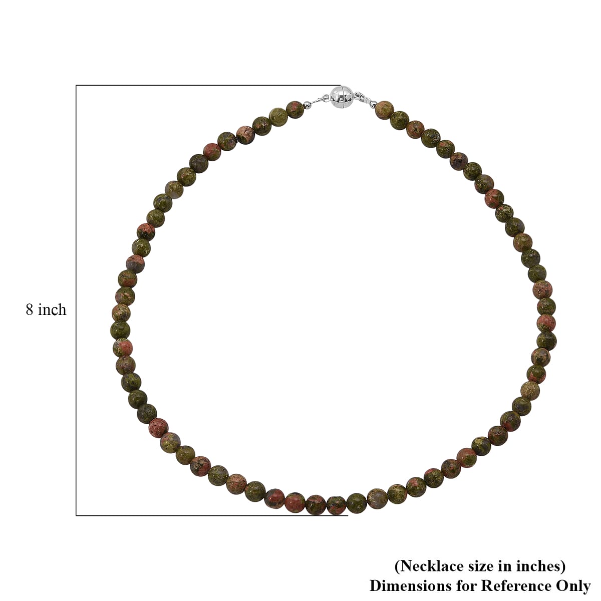 Unakite Beaded Necklace with Magnetic Lock in Sterling Silver 155.00 ctw (18 Inches) image number 5