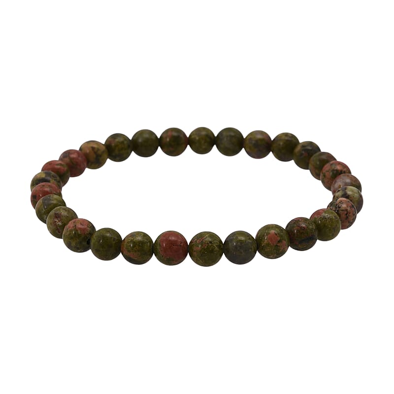 Unakite Beaded Stretch Bracelet 60.00 ctw