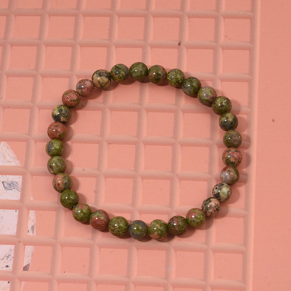 Unakite Beaded Stretch Bracelet 60.00 ctw image number 1
