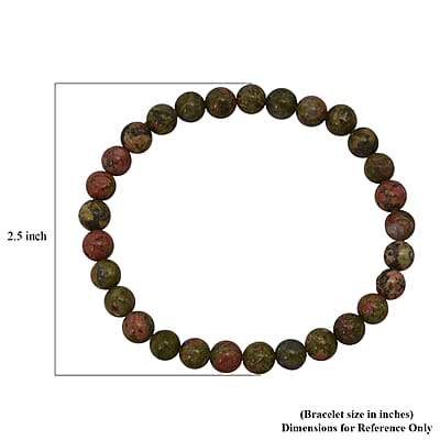 Unakite Beaded Stretch Bracelet 60.00 ctw